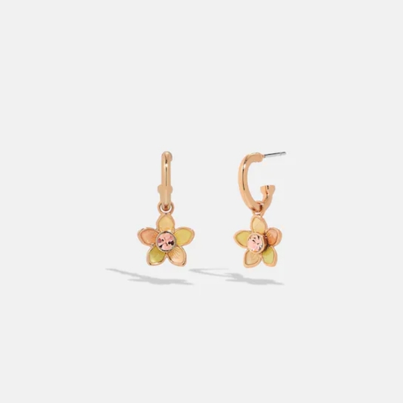 Coach Transparent Wildflower Huggie Earrings - Picture 1 of 2